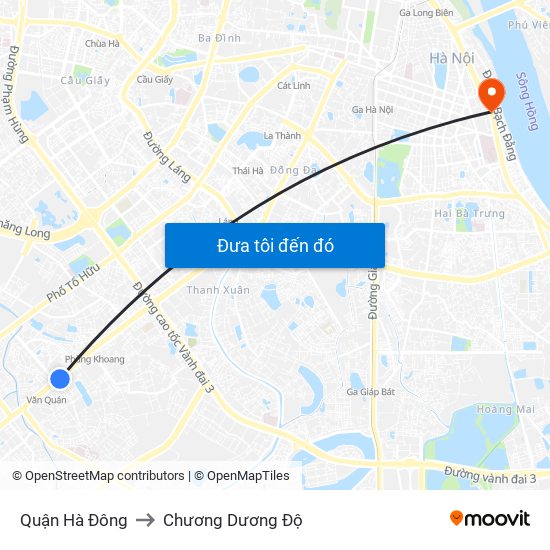 Quận Hà Đông to Chương Dương Độ map