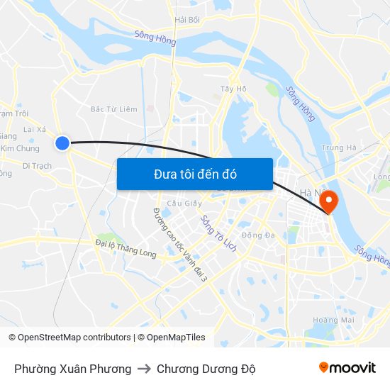 Phường Xuân Phương to Chương Dương Độ map