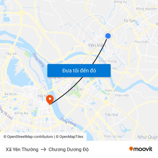 Xã Yên Thường to Chương Dương Độ map