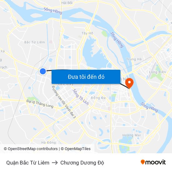 Quận Bắc Từ Liêm to Chương Dương Độ map