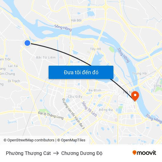 Phường Thượng Cát to Chương Dương Độ map