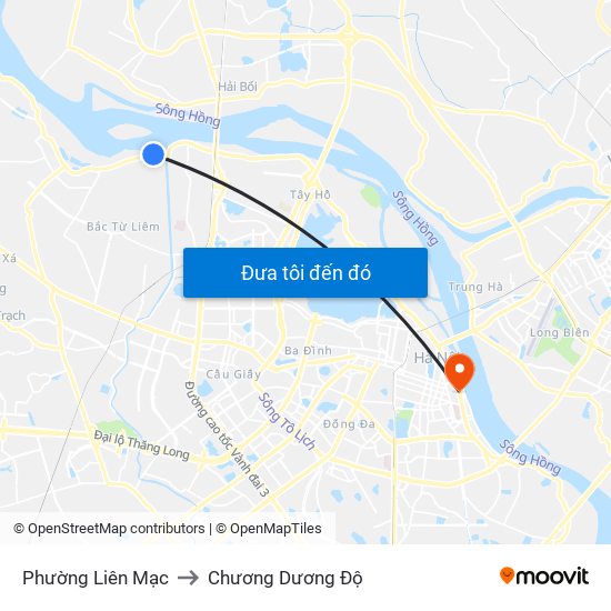 Phường Liên Mạc to Chương Dương Độ map