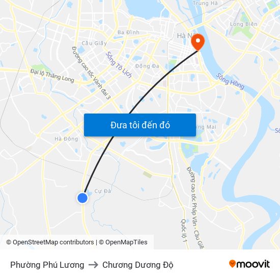 Phường Phú Lương to Chương Dương Độ map
