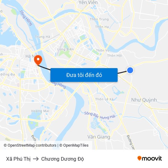 Xã Phú Thị to Chương Dương Độ map