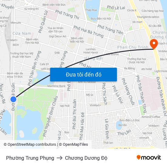 Phường Trung Phụng to Chương Dương Độ map