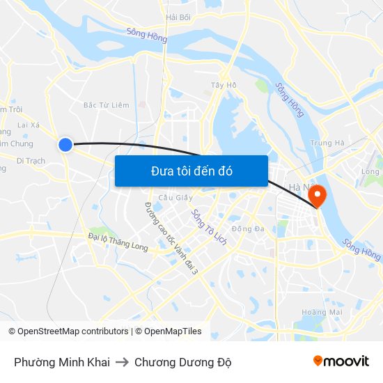 Phường Minh Khai to Chương Dương Độ map