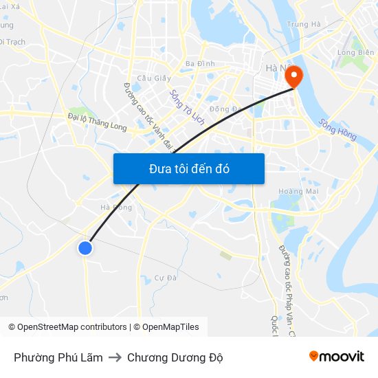 Phường Phú Lãm to Chương Dương Độ map