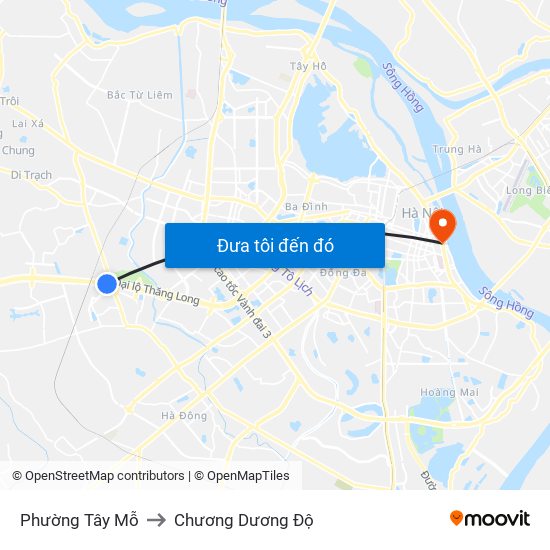 Phường Tây Mỗ to Chương Dương Độ map