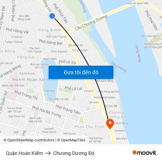 Quận Hoàn Kiếm to Chương Dương Độ map