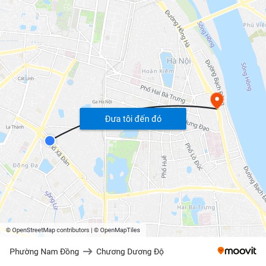 Phường Nam Đồng to Chương Dương Độ map