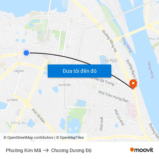 Phường Kim Mã to Chương Dương Độ map