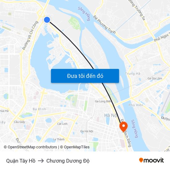 Quận Tây Hồ to Chương Dương Độ map