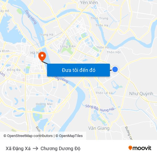 Xã Đặng Xá to Chương Dương Độ map