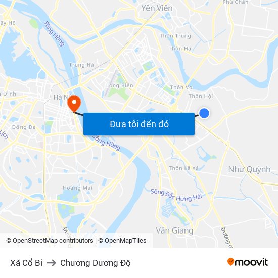 Xã Cổ Bi to Chương Dương Độ map