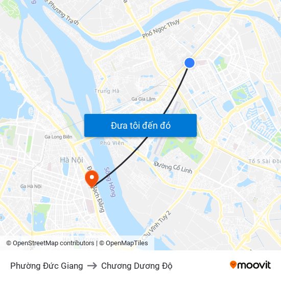 Phường Đức Giang to Chương Dương Độ map