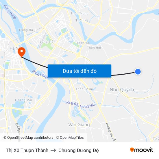 Thị Xã Thuận Thành to Chương Dương Độ map