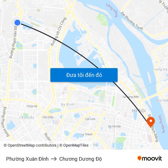 Phường Xuân Đỉnh to Chương Dương Độ map