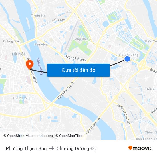 Phường Thạch Bàn to Chương Dương Độ map