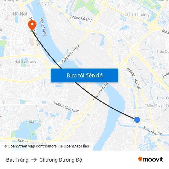 Bát Tràng to Chương Dương Độ map