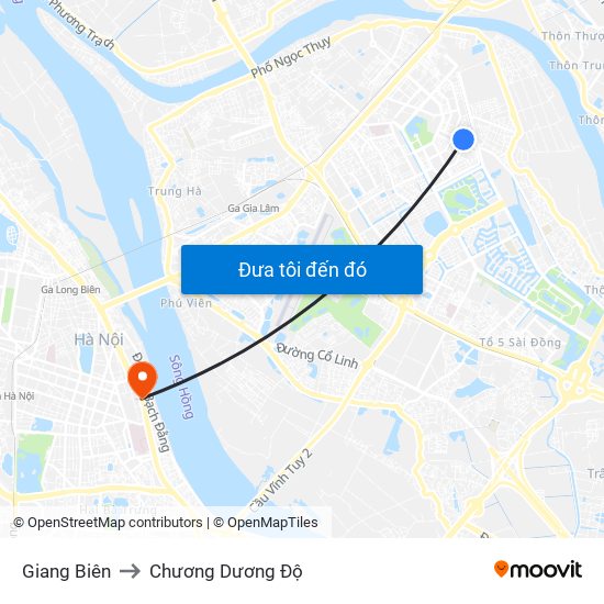 Giang Biên to Chương Dương Độ map