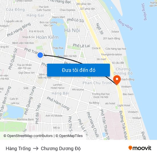 Hàng Trống to Chương Dương Độ map