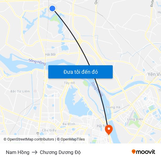 Nam Hồng to Chương Dương Độ map