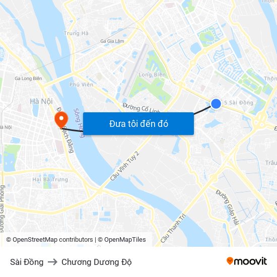 Sài Đồng to Chương Dương Độ map