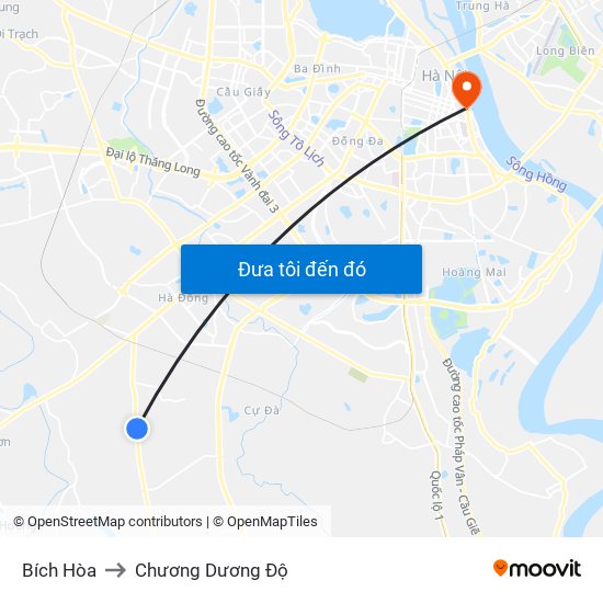 Bích Hòa to Chương Dương Độ map