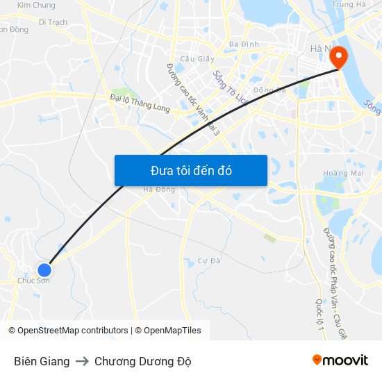 Biên Giang to Chương Dương Độ map