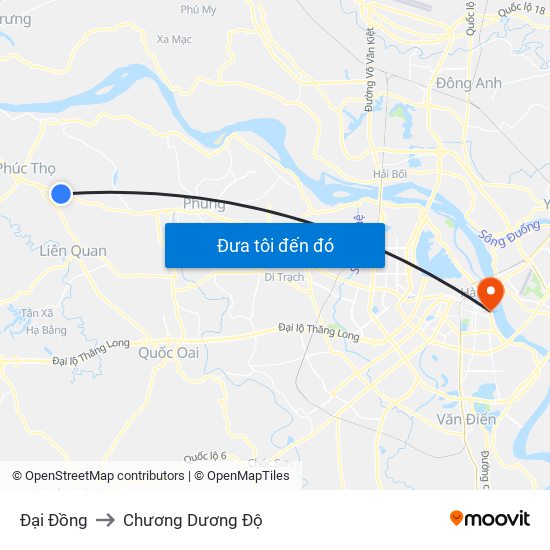 Đại Đồng to Chương Dương Độ map