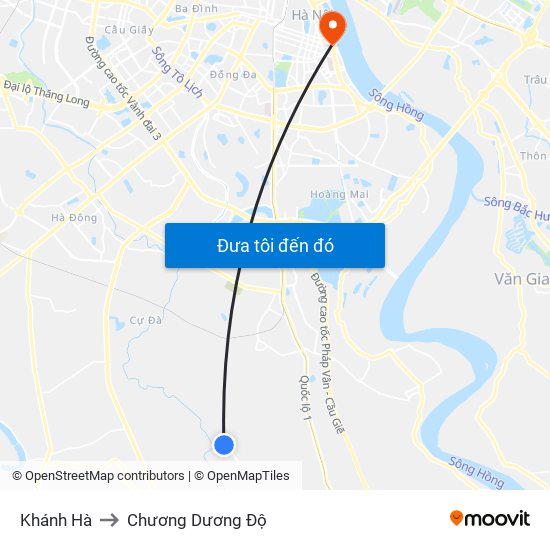 Khánh Hà to Chương Dương Độ map