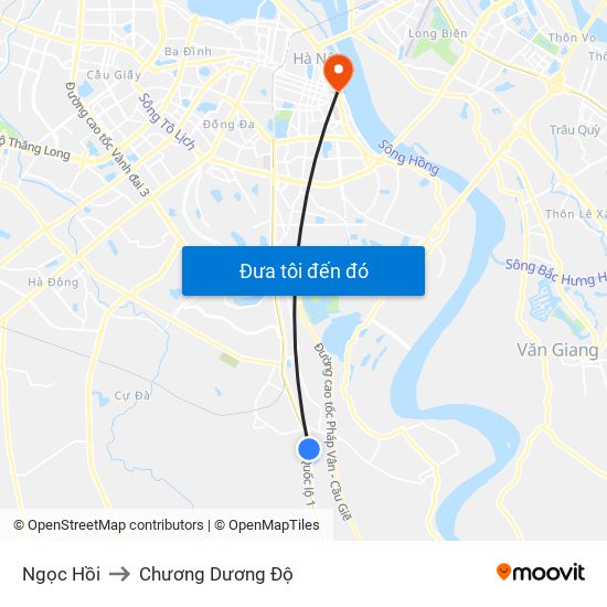 Ngọc Hồi to Chương Dương Độ map