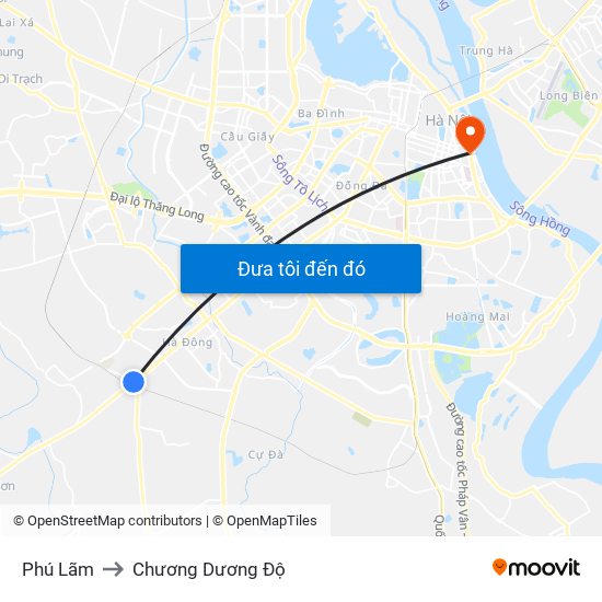 Phú Lãm to Chương Dương Độ map