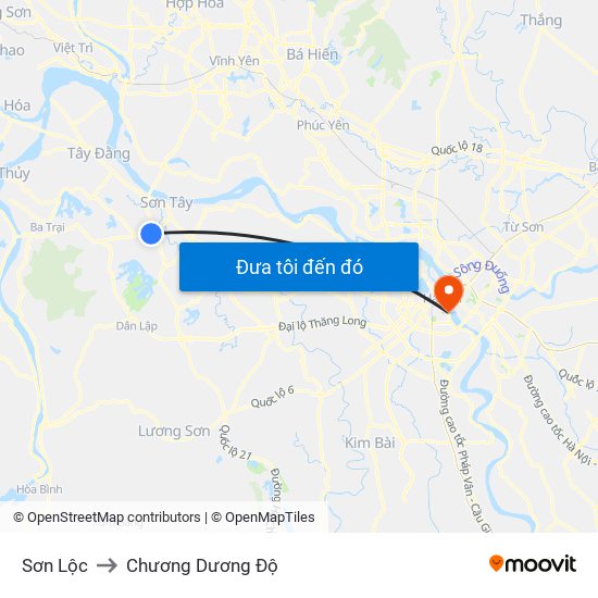 Sơn Lộc to Chương Dương Độ map