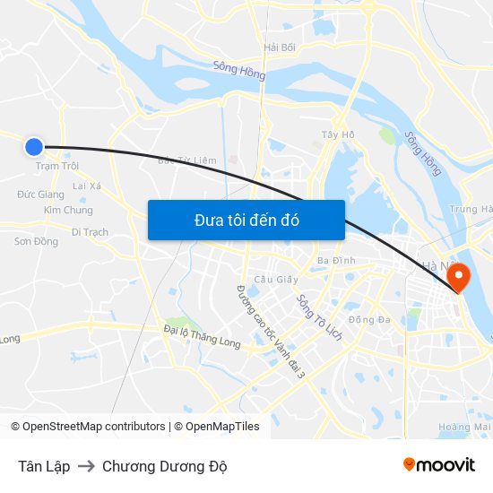 Tân Lập to Chương Dương Độ map