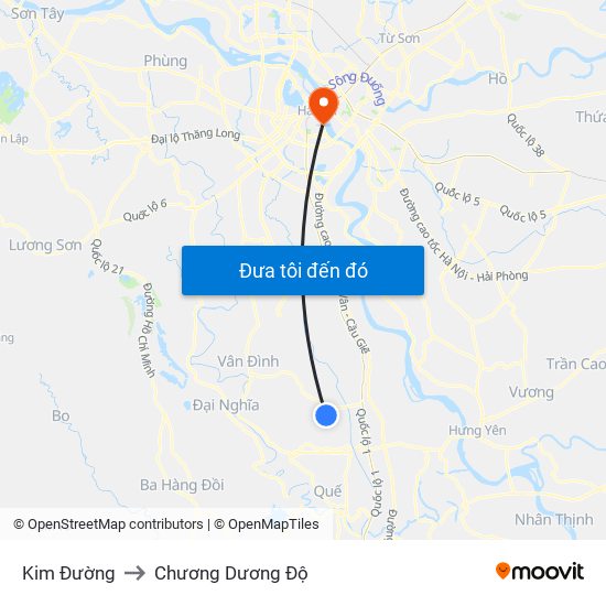 Kim Đường to Chương Dương Độ map