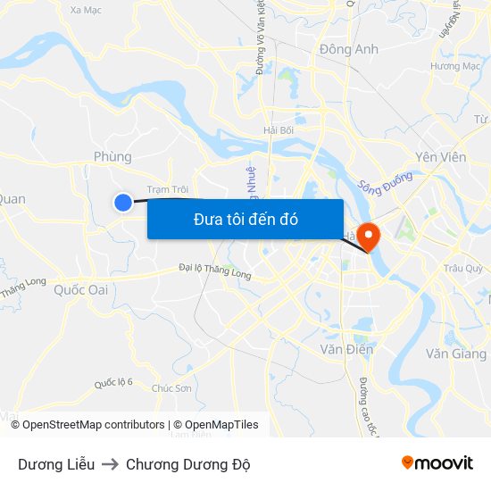 Dương Liễu to Chương Dương Độ map