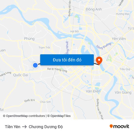 Tiền Yên to Chương Dương Độ map