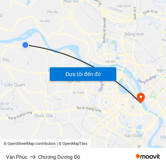 Vân Phúc to Chương Dương Độ map