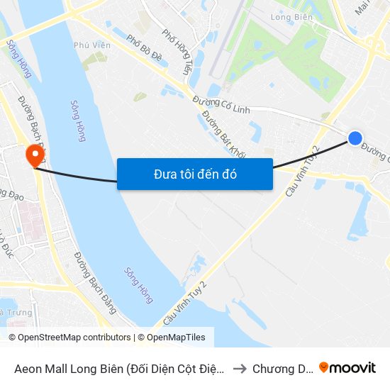 Aeon Mall Long Biên (Đối Diện Cột Điện T4a/2a-B Đường Cổ Linh) to Chương Dương Độ map