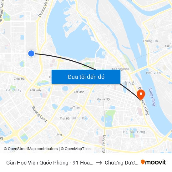 Gần Học Viện Quốc Phòng - 91 Hoàng Quốc Việt to Chương Dương Độ map