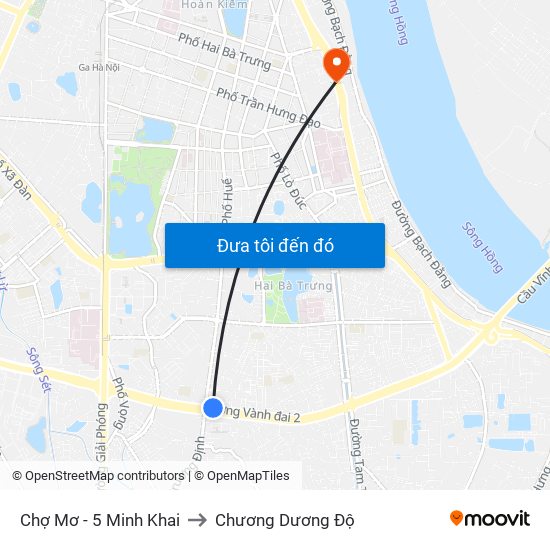 Chợ Mơ - 5 Minh Khai to Chương Dương Độ map