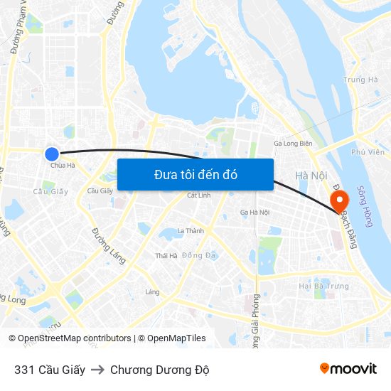 331 Cầu Giấy to Chương Dương Độ map