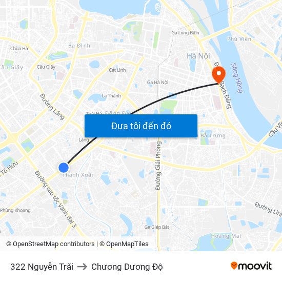 322 Nguyễn Trãi to Chương Dương Độ map