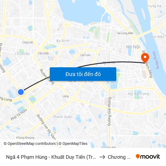 Ngã 4 Phạm Hùng - Khuất Duy Tiến (Trung Tâm Hội Nghị Quốc Gia) to Chương Dương Độ map