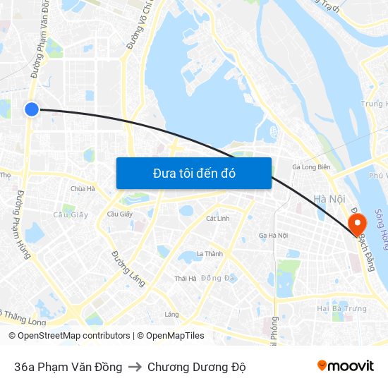 36a Phạm Văn Đồng to Chương Dương Độ map