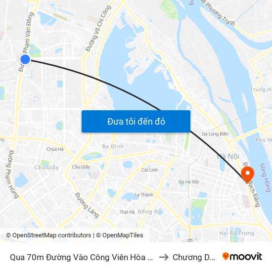 Qua 70m Đường Vào Công Viên Hòa Bình - Phạm Văn Đồng to Chương Dương Độ map