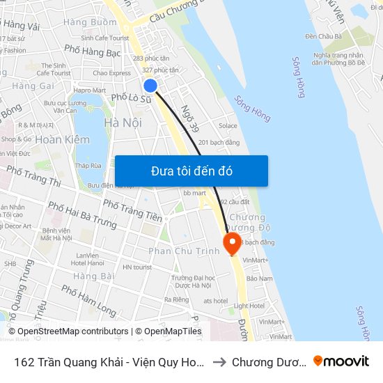 162 Trần Quang Khải - Viện Quy Hoạch Thủy Lợi to Chương Dương Độ map