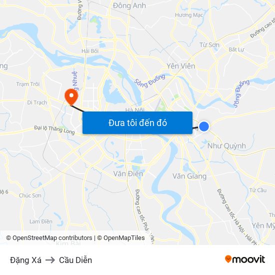 Đặng Xá to Cầu Diễn map