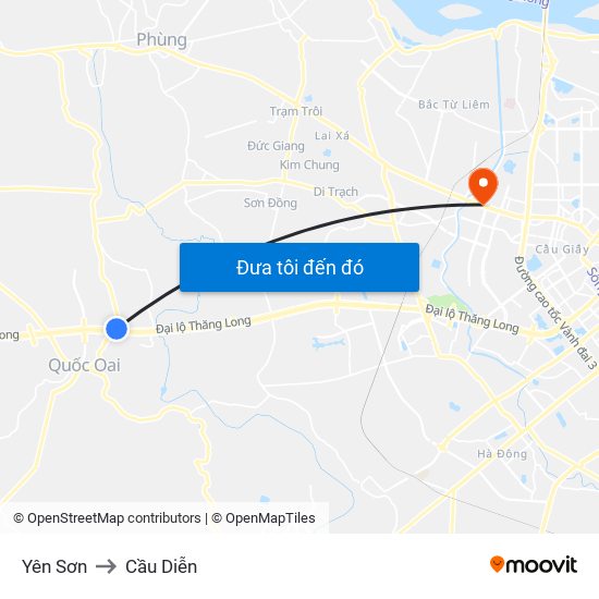 Yên Sơn to Cầu Diễn map